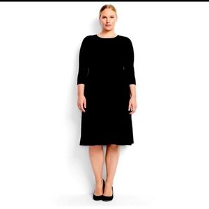 NWOT Lands End Ponte 3/4 Sleeve Dress Black XL 18
